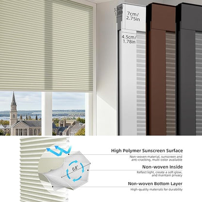 ZSTARR Motorized Skylight Shades Blackout Cellular Honeycomb Electric Blinds with Solar Panel Cordless Rechargeable with Remote for Roof and Slanted Windows Custom Size (LF Beige)