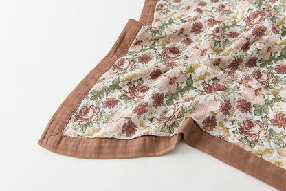 Little Jump Boho Vintage Floral Muslin Blanket Baby Quilt - Silky Soft and Breathable Crib Blanket for Daycare - Large 47" x 47" - 2 Layers Toddler Summer Blankets for Girls (Vintage Floral-2)