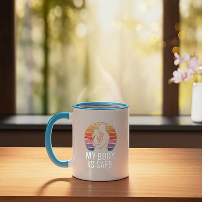 Breathing Relaxation Stress Relief Vagus Nerve Stimulation Ceramic Mug, Blue/White