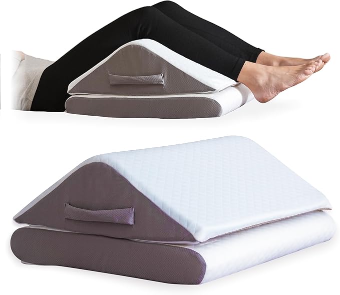 Zomaple Leg Elevation Pillow, Wedge, White – Reduce Swelling & Improve Circulation – Adjustable 40° Incline, Memory Foam, & Washable Cover – Leg Elevating Pillow for Post-Surgery Knee & Ankle Relief