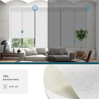 Motorized Roller Shades Light Filtering Roller Shades,70% Blackout Smart Shades Compatible with Alexa,Google Home,Remote Control Electric Blinds,Custom Size,Texture Ivory