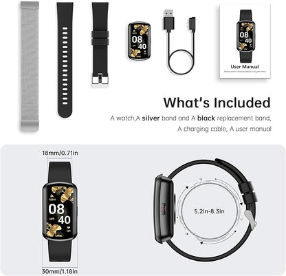Health Fitness Tracker with 24/7 Heart Rate, Smart Watch with Blood Pressure and Blood Oxygen Monitor, Bulit-in 120+ Sport Mode, Sleep Tracking Waterproof Activity Tracker for Women Men (Metal Silver)
