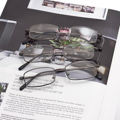 6-Pack Metal Reading Glasses Blue Light Blocking Spring Hinge Readers Lightweight Sturdy Comfortable