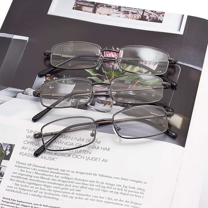 6-Pack Metal Reading Glasses Blue Light Blocking Spring Hinge Readers Lightweight Sturdy Comfortable