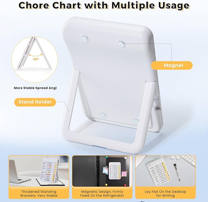 Chores Chart for Kids to Do List Checklist Chore Board ADHD Tools Magnetic Chore Chart with Sliders and Magnetic Marker for Fridge 2PCS White Chore Chart