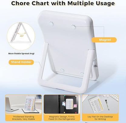 Chores Chart for Kids to Do List Checklist Chore Board ADHD Tools Magnetic Chore Chart with Sliders and Magnetic Marker for Fridge 2PCS White Chore Chart