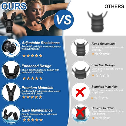 Portable Breathing Trainer with Adjustable Resistance Settings for Enhanced Strength and Endurance, Black