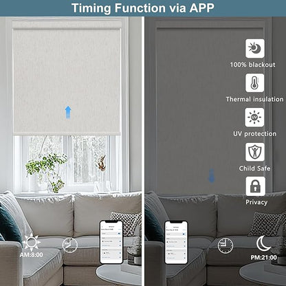 Bringnox No Drill Motorized Blinds with Remote,Blackout Windows,with Apple Homekit,Alexa,Google, with App,Voice Control Custom Size