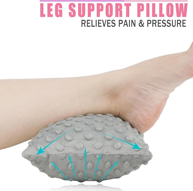 2 Pcs Soft Knee Pillow for Side Sleepers, Pressure Pillows Between Legs 11"x7" Small Knee Pillow Joints Cushion for Sleeping Hip and Back Pain, Minky Dot Light Gray