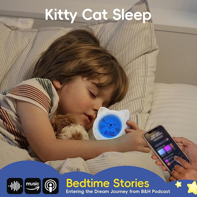 B&H Sleep Trainer Clock for Toddler, Cute Kids Ok to Wake Alarm Clock, Drop Proof, Rechargeable Young Children Night Light, Science-Backed Lighting for Peaceful Sleep and Ready to Wake Mornings