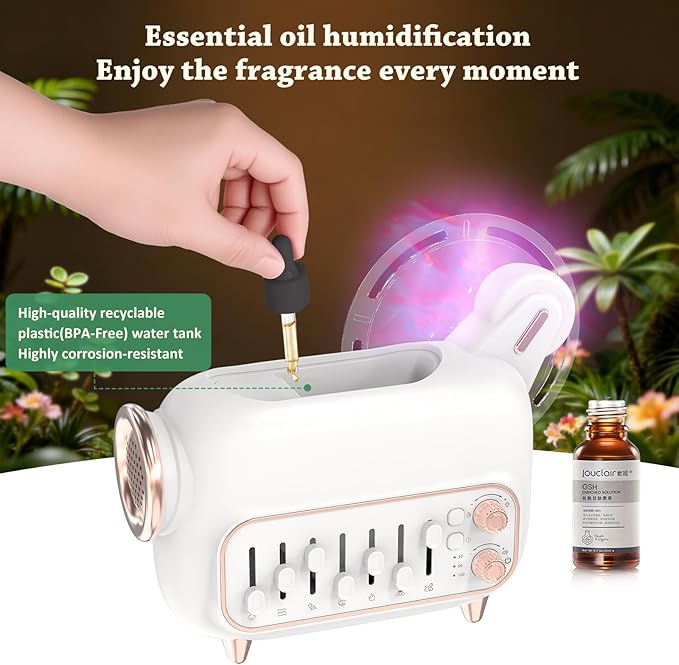 CLOZIA Essential Oil Diffuser for Home 120ml with Rotating Night Light & Sleep White Noise - Aromatherapy Diffuser Humidifier Auto-Off for Bedroom Yoga Room, Home Office Kids Relaxation