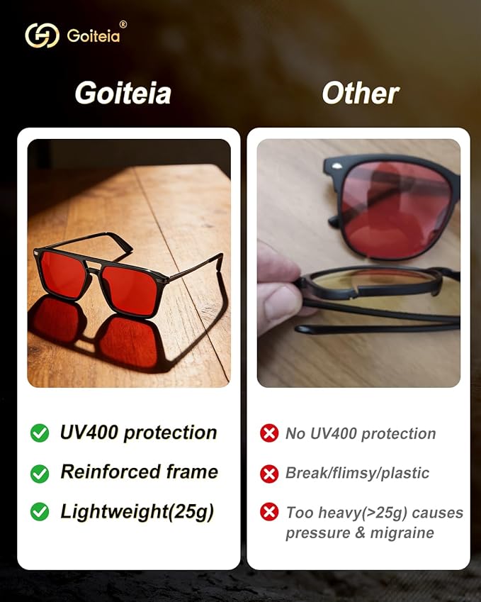 Goiteia Orange Blue Light Blocking Glasses-Retro 70s Blue Light Glasses for Men Women, Easier Sleep and Migraine Relief