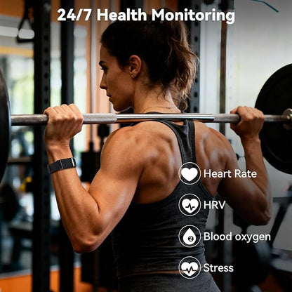 Fitness Tracker Smart Bands, Smart Bracelet, 24/7 Wearable Health Activity & Sleep Tracker Wristband with Heart Rate Monitor Naps Blood Oxygen Stress Calorie Steps Counter Pedometer Free APP