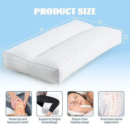 Bafode 3.5"Knee Pillow for Side Sleepers,Cooling Leg Pillow for Side Sleeping,Knee Pillow with 930G 7D Alternative for Relieving Leg, Back, and Knee Pain,High Supportive Leg Pillow for Pregnancy,White