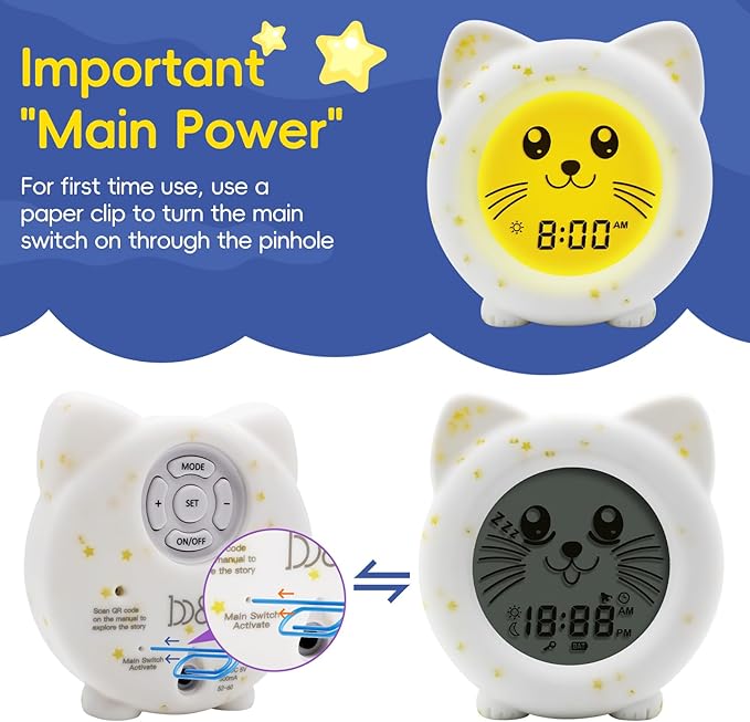 B&H Sleep Trainer Clock for Toddler, Cute Kids Ok to Wake Alarm Clock, Drop Proof, Rechargeable Young Children Night Light, Science-Backed Lighting for Peaceful Sleep and Ready to Wake Mornings