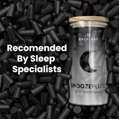 SnoozePlugs Ultra Soft Foam Earplugs for Sleeping, 60 Pairs Comfortable Foam Ear Plugs for Side Sleepers- 33db NRR Nightime Earplugs for Snore Blocking, Noise Canceling Sleep