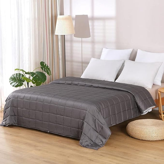 ZonLi Cooling Weighted Blanket (48"x72", 15lbs, Grey) Queen Size Bamboo-Derived Rayon Weighted Blanket for Adults, High Breathability Heavy Blanket, Soft Material with Premium Glass Beads
