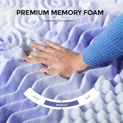Dreamsmith 4 Inch 7-Zone King Memory Foam Mattress Topper, Cooling Gel Infused Foam Mattress Pad, King Size Bed, CertiPUR-US Certified