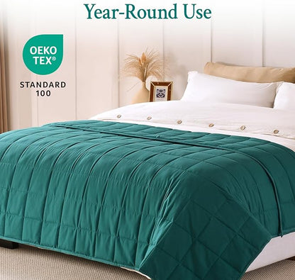 Topblan Weighted Blanket for Adults 15lbs, Soft Cooling Breathable Weighted Throw for Sleeping, Washable Heavy Blanket with Glass Beads for Winter, Sofa Bed, 48"x72" Twin Size
