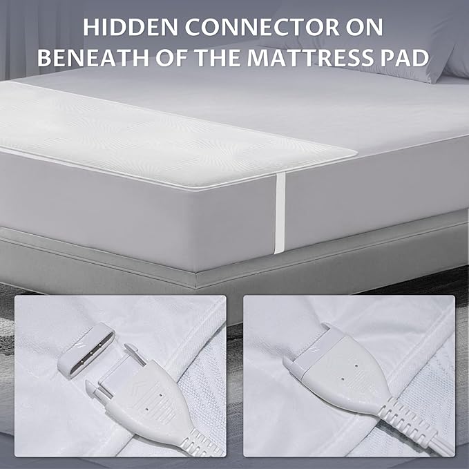 Foot King Size Electric Heated Mattress Pad - Foot Warmer for Bed with Memory & Preheat Functions, 12 Heat Settings Single Control for 1-12 Hours Auto Off, Lighted Button