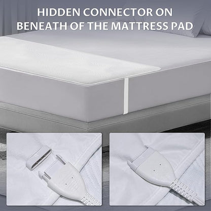 Foot King Size Electric Heated Mattress Pad - Foot Warmer for Bed with Memory & Preheat Functions, 12 Heat Settings Single Control for 1-12 Hours Auto Off, Lighted Button