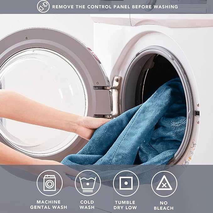 Sherpa Soft Dual Control Electric Blanket King Size, Heating Blankets | Washable | 1-10 Hour Automatic Shut Off | Double Zone, 6 Heat Settings | 100" X 90" Blue