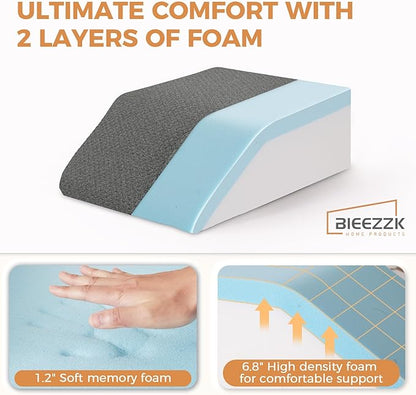 Leg Pillow Elevation Blood Circulation, Leg Elevating Pillows for After Surgery, Sleeping, Memory Foam Wedge Pillow for Legs Swelling, Foot Knee Pillow for Back Pain, 23.6×16.8×8in, Dark Grey