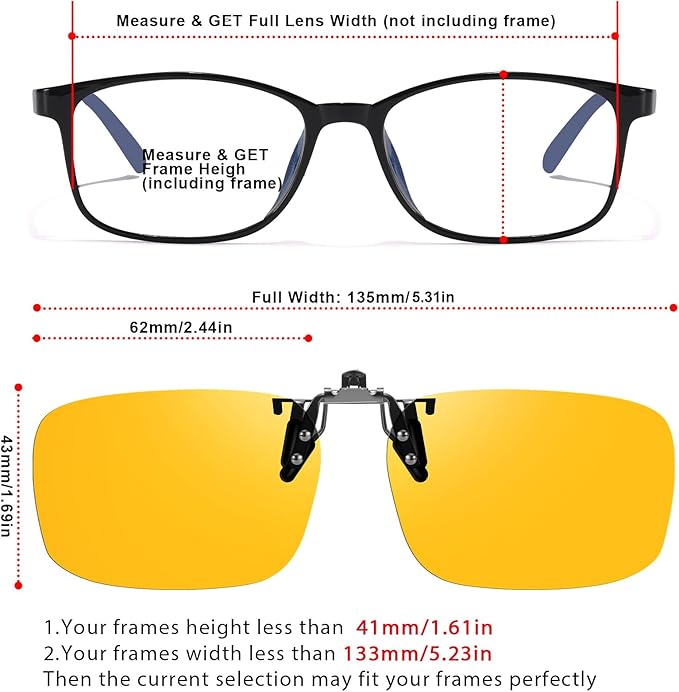 VIEWBETTER 3PCS Clip On Blue Light Blocking Glasses for Eyes Strain/Light-Sensitive Flip Up Computer Gaming Glasses BL1007