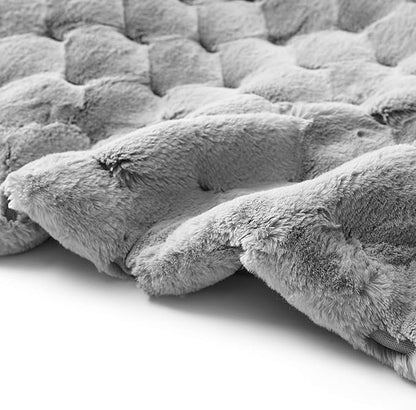 YnM Fluffy Weighted Blanket (Light Grey, 50''x60'' 10lbs) Luxury & Fuzzy Faux Fur Weighted Blanket Throw, Cosy & Relaxing Blanket, Home Decor Piece