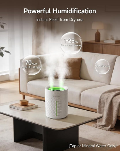 SP SpacePlayer Wireless Humidifier for Bedroom Large Room, 3L Top Fill Cool Mist Ultrasonic, 4000mAh Rechargeable (Cordless), 4 Modes, 23-28dB Quiet, 8H Timer Auto-Off, BPA-Free, Easy Fill Clean