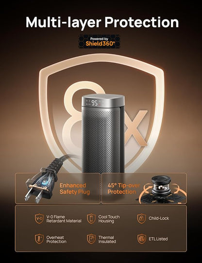 DREO Space Heaters for Indoor Use, Fast Heating Portable Heaters with Remote, Large PTC Ceramic Electric for Bedroom, 12H Timer, 70° Oscillation, Overheat Protection, 1500W Safety Heat for Home Office