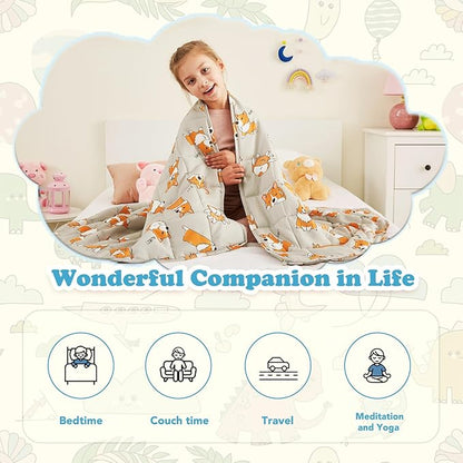 CuteKing Weighted Blanket - Weighted Blanket with Premium Glass Beads - Breathable Heavy Blanket for Comfort Sleep - Thick Blanket All Season (10lbs, 40"x60", CuteDog)