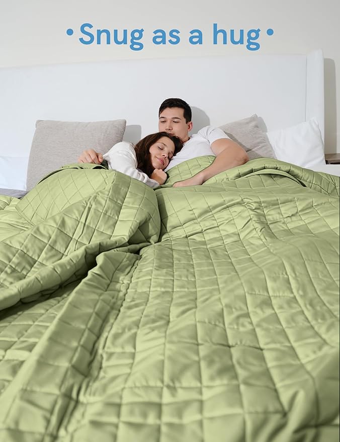 YnM King Size Cooling Weighted Blanket for Adults (88x104 Inches, 25 Pounds, Matcha Green), Perfect for Hot Sleepers with Cooling Rayon/Glass Beads, Heavy Bed Blanket for Couple on Queen or King Bed