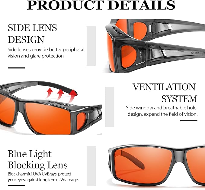 LVIOE Fit Over Blue Light Blocking Glasses and Computer Eyewear- Wear Over Prescription Glasses/Reading Glasses/RX Glasses