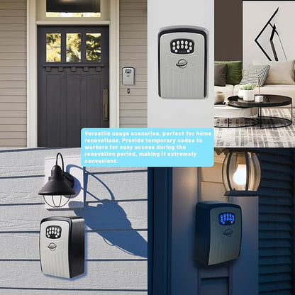 Security Key Lock Box Instant Remote Access Via Bluetooth/Code/App Resettable Set Your Own Combination 6 Digit Storage Smart Lock Box No WiFi Wall Mounted 5 Key Large Capacity,Black