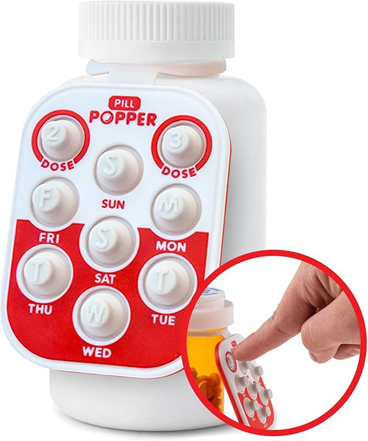 Pill Popper Medication Tracker, Daily Pill Reminder, Small and Portable Memory Aid with Buttons, Attaches to Pill Container, Tracks up to 3 Doses per Day, Multicolor, 3-Pack - Easy To Use Products
