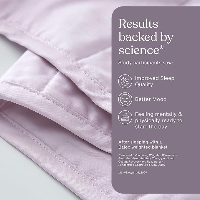 Baloo Weighted Blanket for Adults 12 lb Throw (Lavender, 42"x72") | Cool & 100% Cotton | Machine Washable & Dryer Safe | Glass Microbead Fill