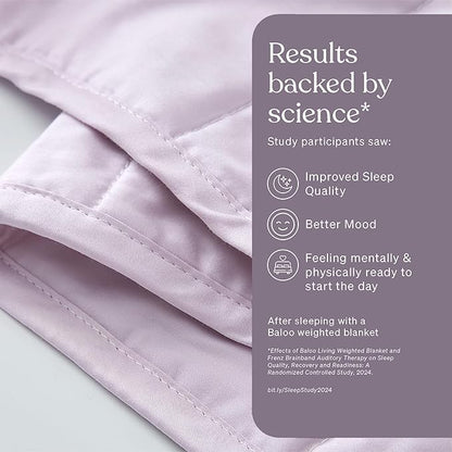 Baloo Weighted Blanket for Adults 12 lb Throw (Lavender, 42"x72") | Cool & 100% Cotton | Machine Washable & Dryer Safe | Glass Microbead Fill