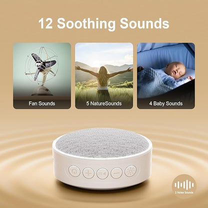 Hotmoon Portable White Noise Sound Machine 12 Soothing Sounds | Omini SE | 8 Night Light Colors | 4 Timers | Powerful Battery | Memory Function | for Home, Travel, Nursery Gift for New Mom & Baby