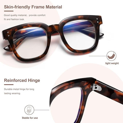 Madison Avenue Oversized Blue Light Blocking Glasses for Women Fashion Blue Light Blockers Anti Eyestrain & UV Protection Computer Eyeglasses (Dark Tortoiseshell)
