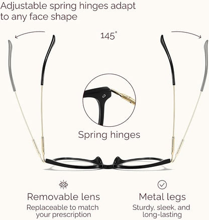 Gaoye Blue Light Blocking Glasses - Trending Round TR90 Frames, Metal Arms, UV400 Protection - Matching Soft Case