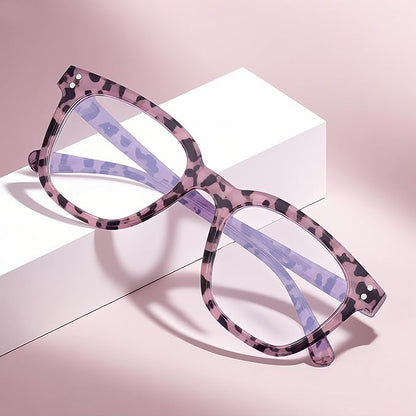 Reading Glasses for Men Women Blue Light Blocking with Spring Hinge, Blocking Readers Anti UV Ray Filter Eyeglasses, Square Computer Reader Glasses, Pink Tortoiseshell, +1.0