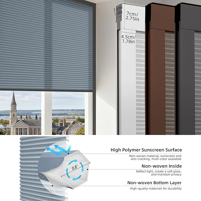 ZSTARR Motorized Skylight Shades Blackout Cellular Honeycomb Electric Blinds with Solar Panel Cordless Rechargeable with Remote for Roof and Slanted Windows Custom Size (LF Grey)