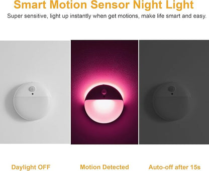 2 Pack Pink Battery Night Light, Motion Activated Night Light, 2.6" Small Sticky Lights, 3 Light Modes, Dimmable Soft Glow for Bedroom, Nursery, Baby, Kids, Sleep, Soothing Fear of The Dark
