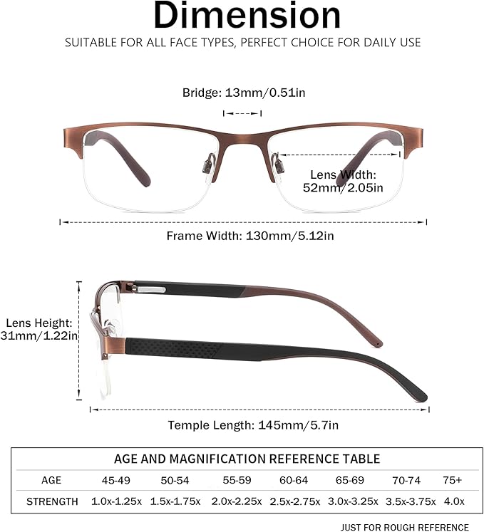 4 Pack Reading Glasses for Men, Blue Light Blocking Computer Readers, Anti UV Ray/Eye Strain/Glare, Metal Frame Eyeglasses with Pouches(275 Magnification Strength)