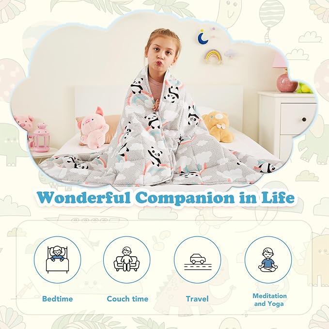 CuteKing Weighted Blanket - Weighted Blanket with Premium Glass Beads - Breathable Heavy Blanket for Comfort Sleep - Thick Blanket All Season (10lbs, 40"x60", HappyPanda)