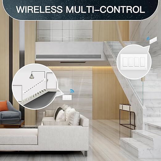 MOES Smart Single Pole Light Switch, 2.4GHz WiFi Smart Wall Switch, Needs Neutral Wire, Multi-Control, Smart Life/TUYA APP Control, Voice Control with Alexa/Google Home, White 4 Gang