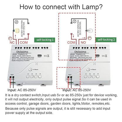 Smart WiFi Wireless Relay Switch Module, Tuya 4CH AC 85-250V/ USB 5V Smart Life Remote Control Dry Contact Momentry Switch Compatible with Alexa and Google Home
