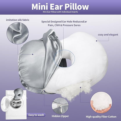 Blue Ear Piercing Pillow - Side Sleeper Support with 3.5" Ear Hole Relief, Hypoallergenic Orthopedic Pillow for Healing Piercings