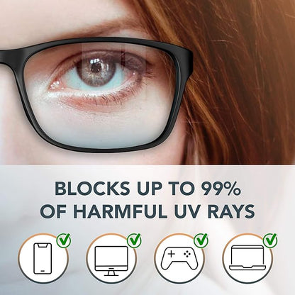 Stylish Blue Light Blocking Glasses for Women & Men – Helps Ease Digital Eye Strain & Headache from Computers, Phones w/Case
